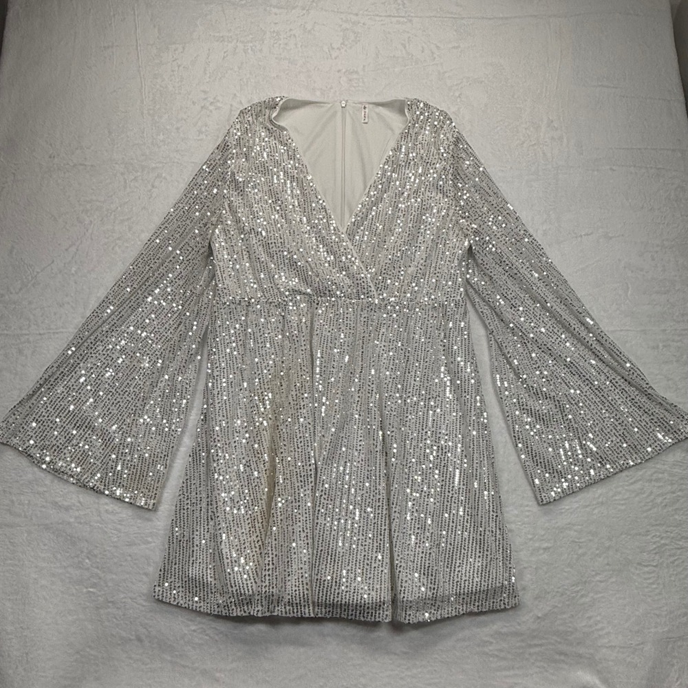 Silver Sequin Mini Dress